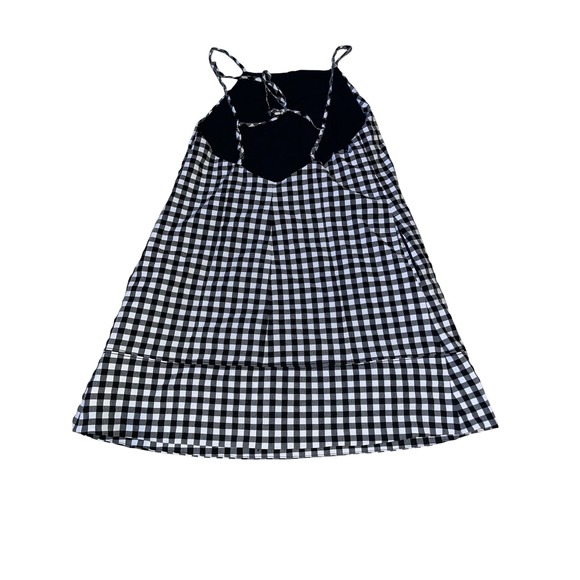 AnthropologieGingham Mini Dress Black White Checkered Tie Back Shift - Picture 3 of 5